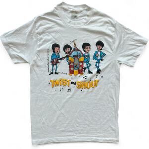 Vintage 80s The Beatles Twist and Shout Apple Band T Shirt Touch of Gold Single